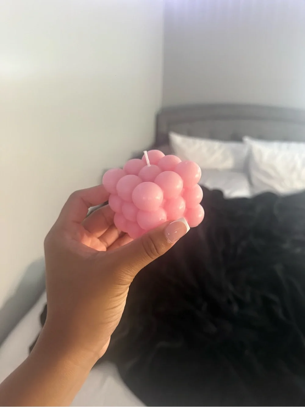 Pink Bubble Cube Decorative Candle - Home Accents